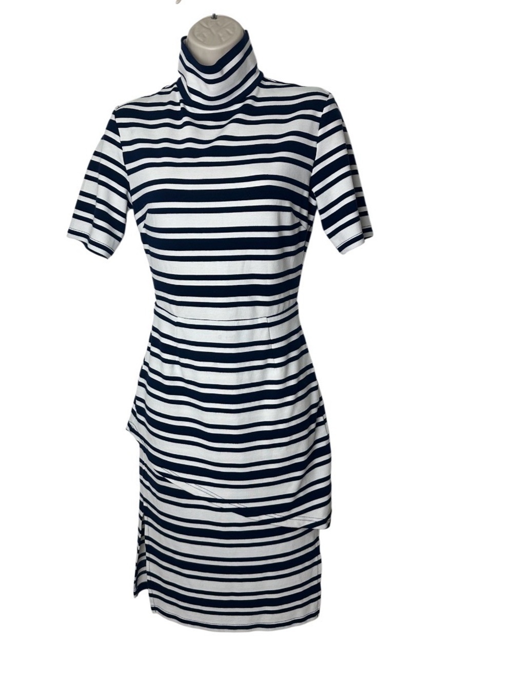 Finders Keepers Navy and White Striped Mini Turtleneck Dress